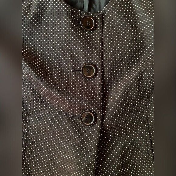 Anne Klein Jacket Women’s 6 Petite Black Blazer Jacket White Swiss Dots Stretch - Picture 5 of 6